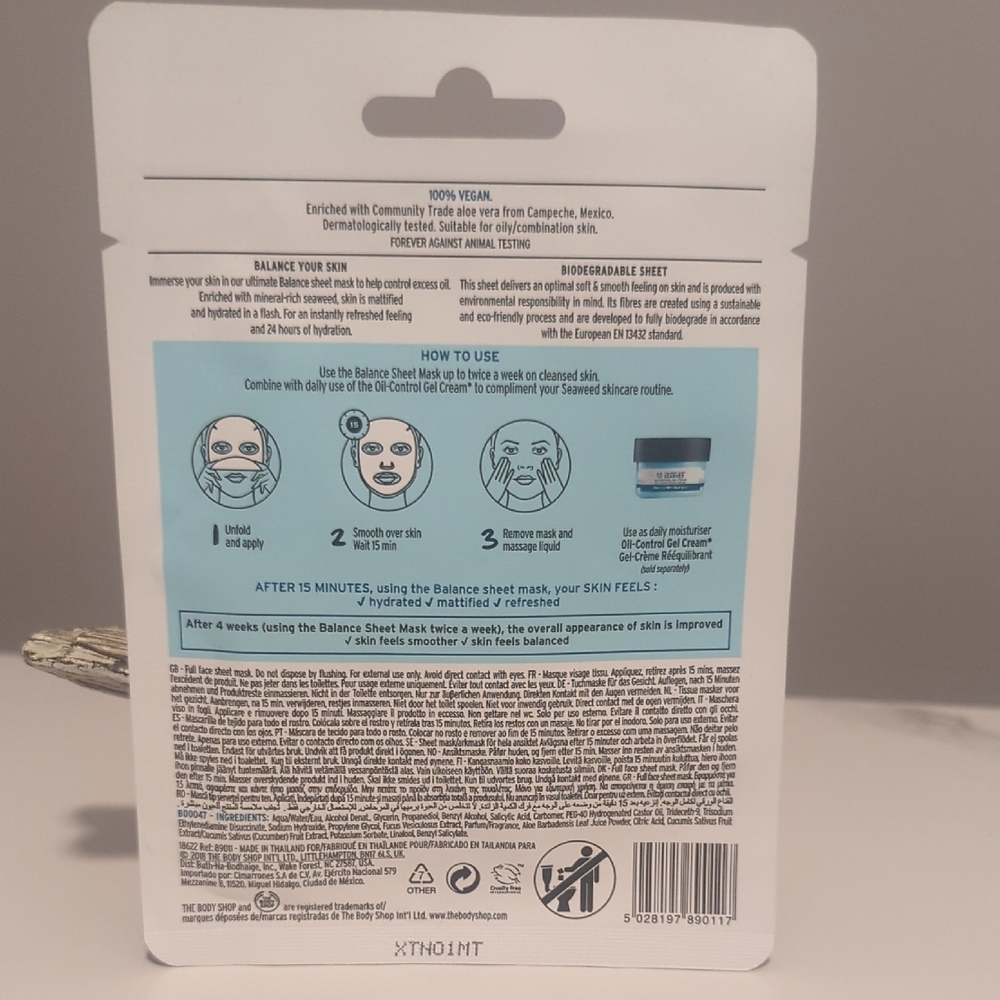 The Body Shop Seaweed Balance Sheet Mask - Blue and White - Picture 2 of 2